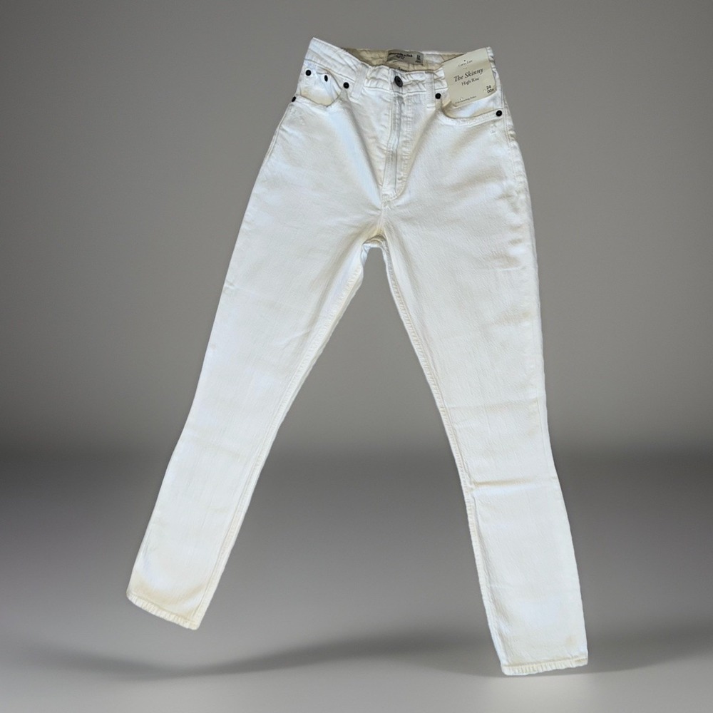 NWT Abercrombie And Fitch The Skinny High Rise Curve Love White Jeans Women's 00